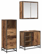 vidaXL Комплект мебели за баня 3 бр. Старо дърво 65 x 33 x 60 см