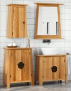 vidaXL Комплект мебели за баня 3 части масивна борова дървесина