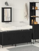 vidaXL Комплект мебели за баня 4 бр. Черно Инженерна дървесина