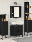 vidaXL Комплект мебели за баня 4 бр. Черно Инженерна дървесина