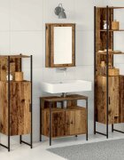 vidaXL Комплект мебели за баня 4 бр. Старо дърво 33 x 33 x 1855 см