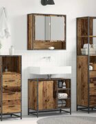 vidaXL Комплект мебели за баня 4 бр. Старо дърво 65 x 33 x 60 см