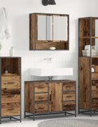 vidaXL Комплект мебели за баня 4 бр. Старо дърво 80 x 33 x 60 см
