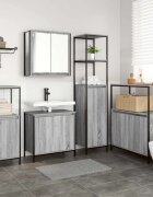 vidaXL Комплект мебели за баня 5 бр. Сив Сономски дъб и черно