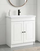vidaXL Комплект мебели за баня Бял гланц 56 x 375 x 81 см