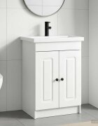 vidaXL Комплект мебели за баня Бял гланц 56 x 375 x 81 см