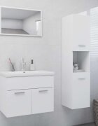 vidaXL Комплект мебели за баня бял инженерно дърво