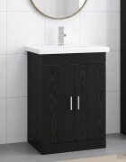 vidaXL Комплект мебели за баня Черен дъб 61 x 40 x 845 см