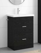 vidaXL Комплект мебели за баня Черен дъб 61 x 40 x 845 см