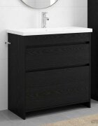 vidaXL Комплект мебели за баня Черен дъб 81 x 40 x 845 см