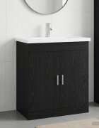 vidaXL Комплект мебели за баня Черен дъб 81 x 40 x 845 см