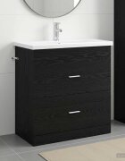 vidaXL Комплект мебели за баня Черен дъб 81 x 40 x 845 см