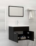 vidaXL Комплект мебели за баня черен ПДЧ