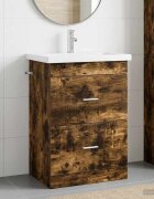 vidaXL Комплект мебели за баня Опушен дъб 61 x 40 x 845 см