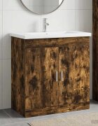 vidaXL Комплект мебели за баня Опушен дъб 81 x 40 x 845 см