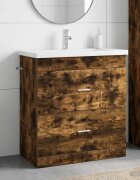 vidaXL Комплект мебели за баня Опушен дъб 81 x 40 x 845 см