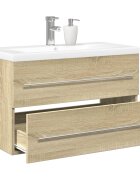 vidaXL Комплект мебели за баня от 2 части дъб сонома инженерно дърво