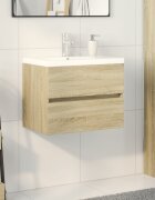 vidaXL Комплект мебели за баня от 2 части керамика и инженерно дърво