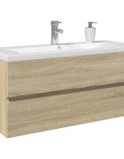 vidaXL Комплект мебели за баня от 2 части керамика и инженерно дърво