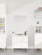 vidaXL Комплект мебели за баня от 3 части бял инженерно дърво