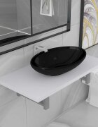 vidaXL Комплект мебели за баня от две части керамика бял