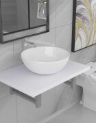 vidaXL Комплект мебели за баня от две части керамика бял