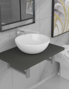 vidaXL Комплект мебели за баня от две части керамика сив