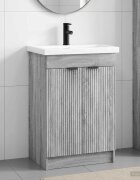 vidaXL Комплект мебели за баня Сив Сонома 56 x 375 x 81 см