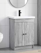 vidaXL Комплект мебели за баня Сив Сонома 56 x 375 x 81 см