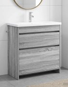 vidaXL Комплект мебели за баня Сив Сонома 81 x 40 x 845 см