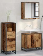 vidaXL Комплект мебели за баня Старо дърво 35 x 375 x 100 см