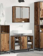 vidaXL Комплект мебели за баня Старо дърво 35 x 375 x 1885 см