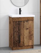 vidaXL Комплект мебели за баня Старо дърво 56 x 375 x 81 см