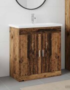 vidaXL Комплект мебели за баня Старо дърво 81 x 40 x 845 см