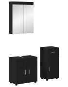 vidaXL Комплект мебели за баня TULUM 3 бр. Черно 60 x 34 x 63 см