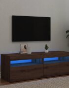 vidaXL Комплект от 2 части за телевизора с LED осветление Дъб Artisan