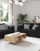 vidaXL Комплект от 2 дивана с възглавници черен кадифе