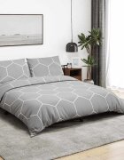 vidaXL Комплект плик за завивка сив и бял 155x220 см памук