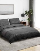vidaXL Комплект плик за завивка тъмносив и черен 260x220 см памук