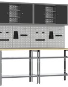 vidaXL Комплект работна маса 8 бр. Черен и Сив