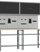 vidaXL Комплект работна маса 8 бр. Черен и Сив