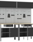 vidaXL Комплект работна маса 8 бр. Черен и Сив