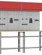 vidaXL Комплект работна маса 8 бр. Червен и сив
