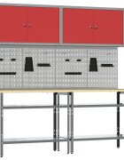vidaXL Комплект работна маса 8 бр. Червен и сив