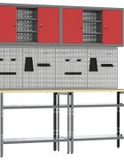vidaXL Комплект работна маса 8 бр. Червен и сив