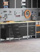 vidaXL Комплект работни шкафове с чекмедже 5 бр. Черен и Сив