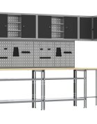 vidaXL Комплект работни шкафове с рафт 10 бр. Черен и Сив