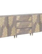 vidaXL Комплект шкафове за баня 3 бр. 180 x 33 x 75 см Сив и златен