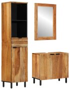 vidaXL Комплект шкафове за баня 3 бр. Натурално 38 x 33 x 160 см