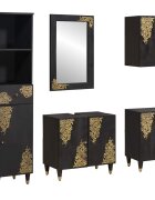 vidaXL Комплект шкафове за баня 5 бр. Черно 62 x 33 x 58 см